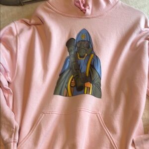 Pink Hoodie with Graphic Design large